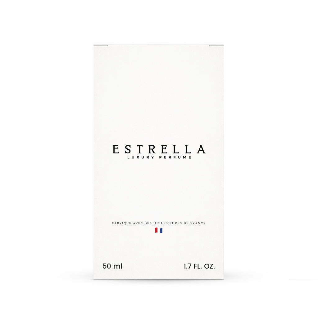 Estrella luxury perfume packaging on a white background