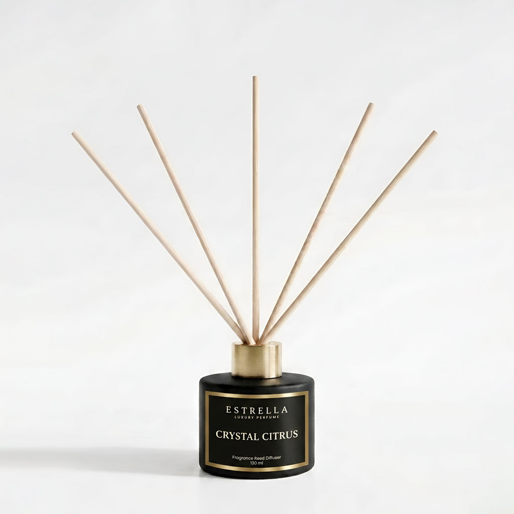 Reed diffuser with 'Estrella' branding on a white background