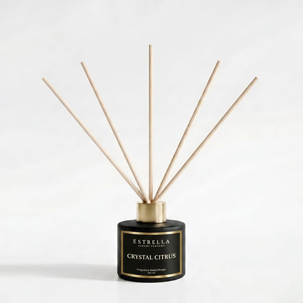 Reed diffuser with 'Estrella' branding on a white background